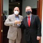 El ministro de Gobierno César Monge y Embajador de EE.UU. Mike Fitzpatrick se reunieron este jueves 3 de junio para tratar temas de cooperación binacional en seguridad.