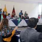 Destino. El aún oficialmente alcalde de Quito, Jorge Yunda, lideró ayer la sesión ordinaria del Concejo Municipal desde el barrio de Pisulí.