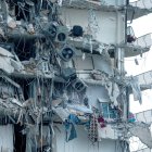 Detalle de los restos de un edificio residencial que se desplomó la madrugada de hoy jueves 24 de junio, en Miami Beach.EFE/Cristóbal Herrera