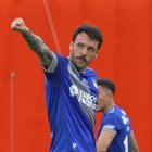 Sebastián Rodríguez celebra luego de anotar su tanto de penal en el Monumental.