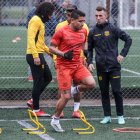 Mario Pineida (c) y Damián Díaz (d) durante uno de los entrenamientos en Buenos Aires.