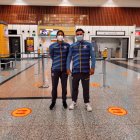 Adriana, junto a Yoanner Caballero, su entrenador, con quien viajó a Tokio.