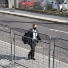 Defensa. Stalin Raza, defensor de Freddy Carrión, llega a la Corte para la audiencia.