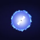 Concepción artística de la formación de un agujero negro tras el colapso del núcleo de la estrella (punto negro central) y el lanzamiento de dos chorros que atraviesan la envoltura y producen, si la alineación es correcta, un GRB.