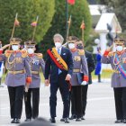 Acto. El presidente Guillermo Lasso y la cúpula militar durante la ceremonia realizada en la Escuela Militar.