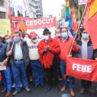Quito. Leonidas Iza, presidente de la Conaie, participó en la protesta social.