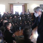 Homenaje. El presidente Guillermo Lasso durante la ceremonia de reconocimiento a la Policía.