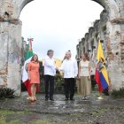 Ayer, el presidente de México, Manuel López-Obrador, en su encuentro con el presidente de Ecuador, Guillermo Lasso.