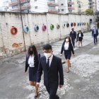 Los estudiantes de la Unidad Educativa Manuela Cañizares compartieron la inauguración del año lectivo con el presidente Guillermo Lasso.