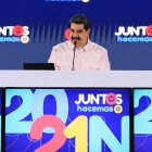 El presidente venezolano, Nicolás Maduro, durante un acto de Gobierno hoy, en Caracas (Venezuela). EFE/ Prensa Miraflores