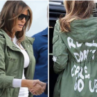 En 2018, Melania Trump, entonces primera dama de Estados Unidos, visitó un centro de detención de niños inmigrantes en Texas luciendo una chaqueta de Zara cuyo mensaje I really don’t care, do u? (Realmente no me importa ¿y a ti?, en español) quedó abierto a las interpretaciones.