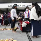 Declaración. Marlon Santi estuvo el martes en la Asamblea Nacional para pedir la amnistía de un grupo de 260 personas.