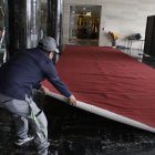 Visita. En la Asamblea se hacían ayer los preparativos para la tercera visita de Lasso desde que es presidente.