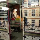Vista de un los vagones de la linea C de los trenes de cercanías de París redecorado para promover la visita a varios museos de la ciudad.