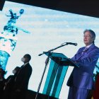 El presidente Lasso durante su discurso en el marco de la sesión solemne por los 201 años de Independencia de Guayaquil.