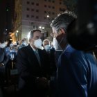 Jaime Nebot y Guillermo Lasso en la sesión solemne por los 201 años de Independencia de Guayaquil.