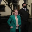 Evaluación. La ministra de Gobierno Alexandra Vela evaluó el segundo día de manifestaciones