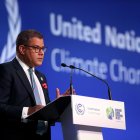 El presidente de la COP26, el británico Alok Sharma hoy en Glasgow, Reino Unido.