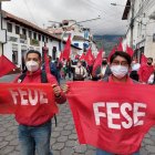 Federación de Estudiantes Universitarios del Ecuador en una marcha el 26 de octubre.