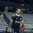 Sebastián Rodríguez, capitán de Emelec, lució un parche en su nariz tras la fractura que sufrió.