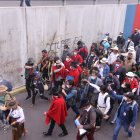 La Conaie se traslada por las calles de Quito rumbo al Palacio de Carondelet.