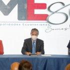 Evento. Lasso coincidió con la presidenta de la Asamblea, Guadalupe Llori, y el de la AME, Franklin Galarza.