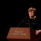 Katalin Karikó, en nombre de todos los galardonados con el Premio Princesa de Asturias de Investigación Científica y Técnica, pronuncia un discurso durante la ceremonia de entrega de los Premios Princesa de Asturias, celebrada el 22 de octubre en el Teatro Campoamor de Oviedo.