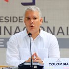 El presidente de Colombia, Iván Duque, habla durante la apertura del Encuentro Presidencial "X Gabinete Binacional Colombia - Ecuador", hoy en Cartagena de Indias (Colombia). EFE/ Ricardo Maldonado