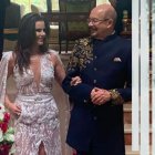 Los esposos, tras el enlace.