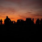 Celebración del solsticio de invierno en Stonehenge, Wiltshire, Gran Bretaña, hoy 22 de diciembre de 2021.
