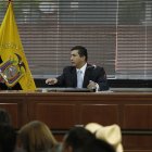 Jueces. Jorge Blum (izquierda) y Wilson Merino (ponente, centro), dos de los tres integrantes del tribunal de casación que ratificó la sentencia del caso El Universo.