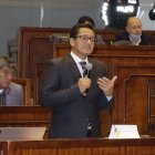 Comparecencia. Freddy Carrión durante su exposición en la Asamblea.