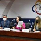 Miembros del Consejo de la Judicatura en rueda de prensa este 3 de enero de 2022.