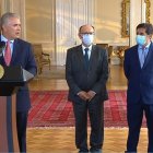 Los asambleístas Fernando Villavicencio, Pedro Velasco y Bruno Segovia se reunieron con el presidente Iván Duque para presentarle los resultados de una investigación.