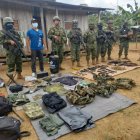 Decomiso. El jueves, miembros del Frente Óliver Sinisterra dejaron abandonado material bélico en Mataje.
