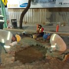 Calle. Trabajadores aprovecharon la noche para arreglar la vía