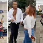 Alfredo Adame en imágenes que se viralizaron en las redes sociales en las que se observa la pelea.