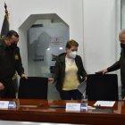 Seguridad. La ministra Alexandra Vela y los comandantes de la Policía informaron de los últimos operativos.