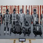 Vista de un cuadro que representa al pueblo indígena Selk"nam, uno de los pueblos originarios de Chile, el 1 de febrero de 2022 en Santiago (Chile).