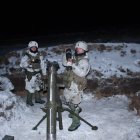 Militares de Ucrania realizan ejercicios para estar preparados en caso de una emergencia. / EFE