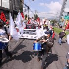 La movilización recorrió algunas calles del centro-norte de Quito hasta llegar al Ministerio del Trabajo.
