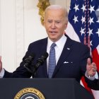 El presidente de Estados Unidos, Joe Biden, fue registrado este lunes, durante una intervención pública, en la Casa Blanca, en Washington DC (EE.UU.).