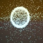 Vista de los desechos espaciales que flotan alrededor del globo a través de un láser que emite largas líneas verticales de luz LED. EFE/Imane Rachidi