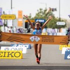 Ganadora. Glenda Morejón, marchista ecuatoriana, cruzando la meta de los 35 kilómetros en el Campeonato Mundial celebrado en Omán, donde cosechó la medalla de oro tanto en individuales como en equipo (damas) en su distancia.