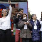 Fotografía de archivo fechada el 4 de marzo de 2022 que muestra a un grupo de candidatas a la Cámara y el Senado mientras participan en un evento del Pacto Histórico, en Bogotá (Colombia).