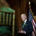 El presidente de Estados Unidos, Joe Biden, habla en el Capitolio de Estados Unidos, en Washington (EE.UU.), este 17 de marzo de 2022