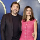 El actor Javier Bardem y la actriz Penélope Cruz en la comida de los nominados a los Óscars este mes de marzo.