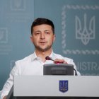 Fotografía de archivo en la que se registró al presidente de Ucrania, Volodímir Zelenski, en Kiev (Ucrania).