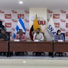 Autoridades nacionales y de la provincia del Guayas brindaron una rueda de prensa en el ECU911 de Samborondón.