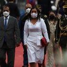 Fotografía de archivo en la que se registró a la presidenta de la Asamblea Nacional de Ecuador, Guadalupe Llori (c), en Quito (Ecuador).